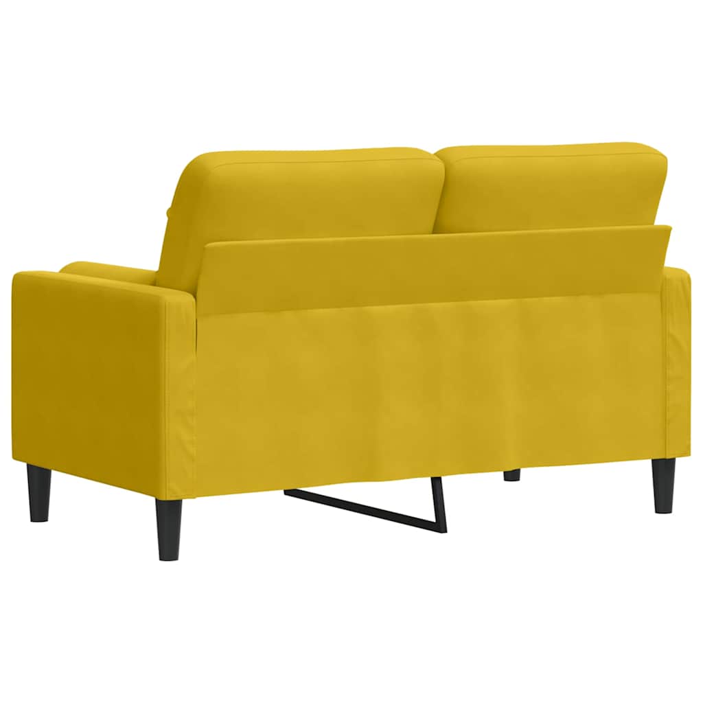 2-Sitzer-Sofa mit Zierkissen Gelb 120 cm Samt