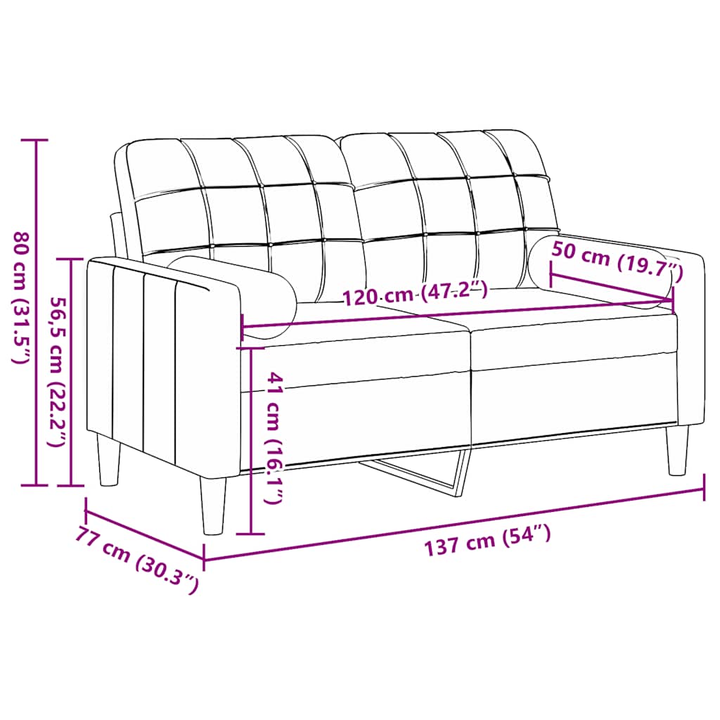 2-Sitzer-Sofa mit Zierkissen Gelb 120 cm Samt
