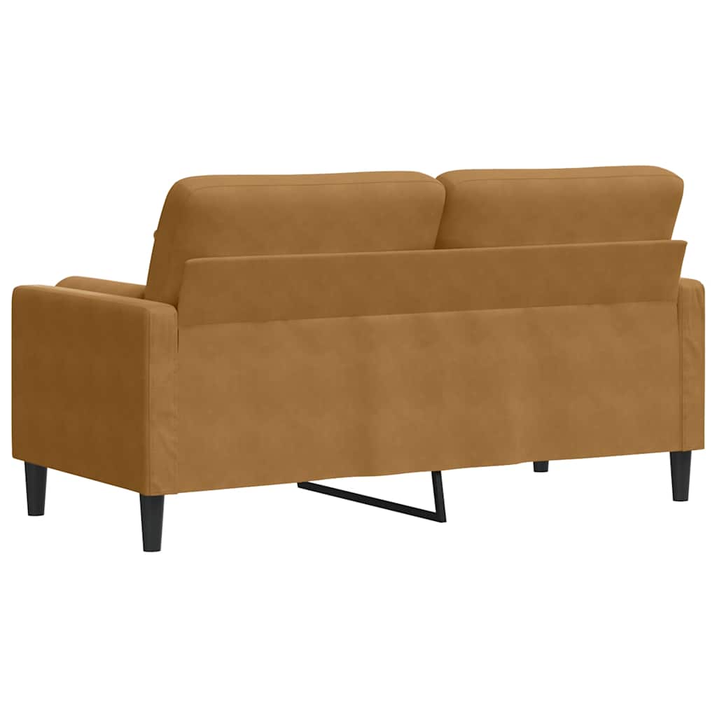 2-Sitzer-Sofa mit Zierkissen Braun 140 cm Samt