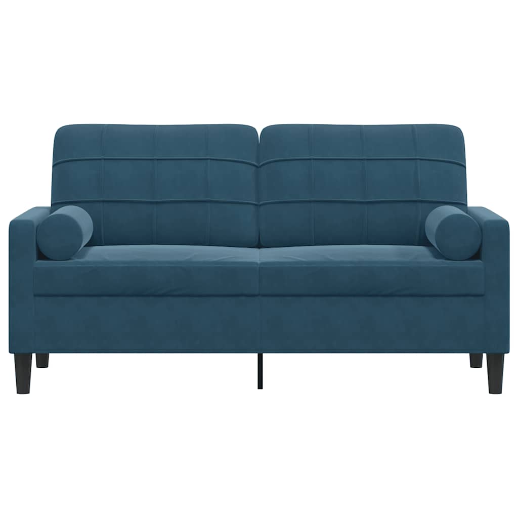 2-Sitzer-Sofa mit Zierkissen Blau 140 cm Samt