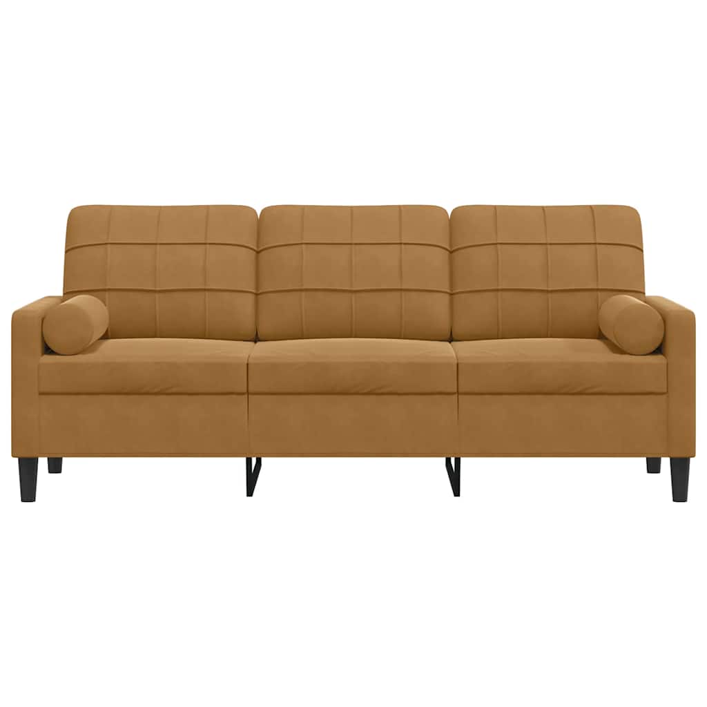 3-Sitzer-Sofa mit Zierkissen Braun 180 cm Samt