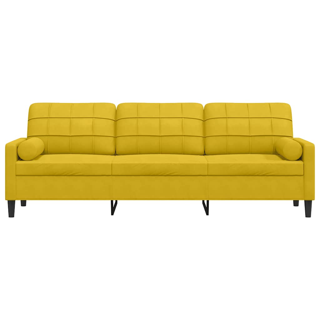 Sofa 3-Sitzer mit Zierkissen Gelb 210 cm Samt