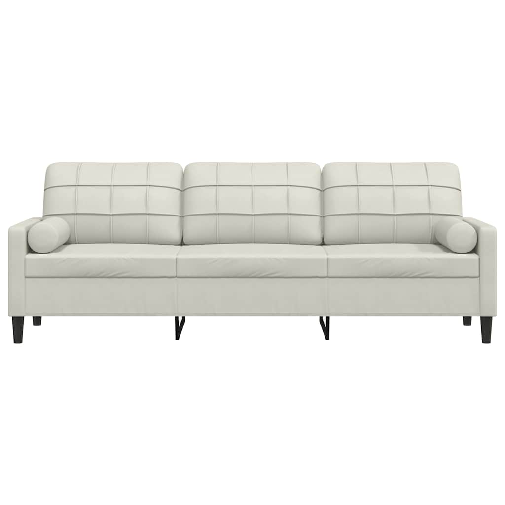 Sofa 3-Sitzer mit Zierkissen Creme 210 cm Samt
