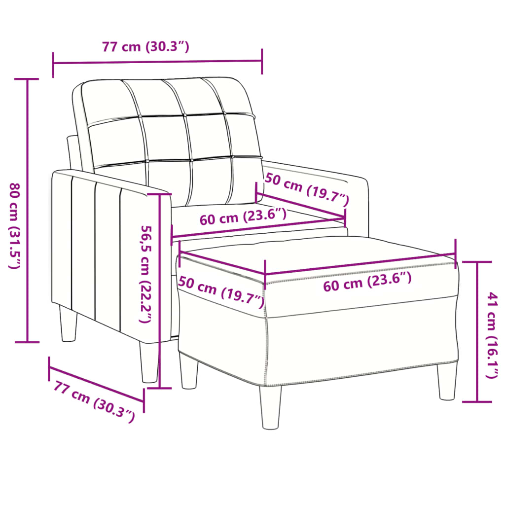 Sessel mit Hocker Rosa 60 cm Samt