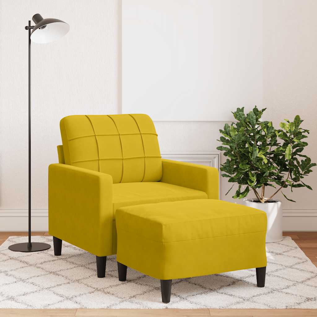 Sessel mit Hocker Gelb 60 cm Samt