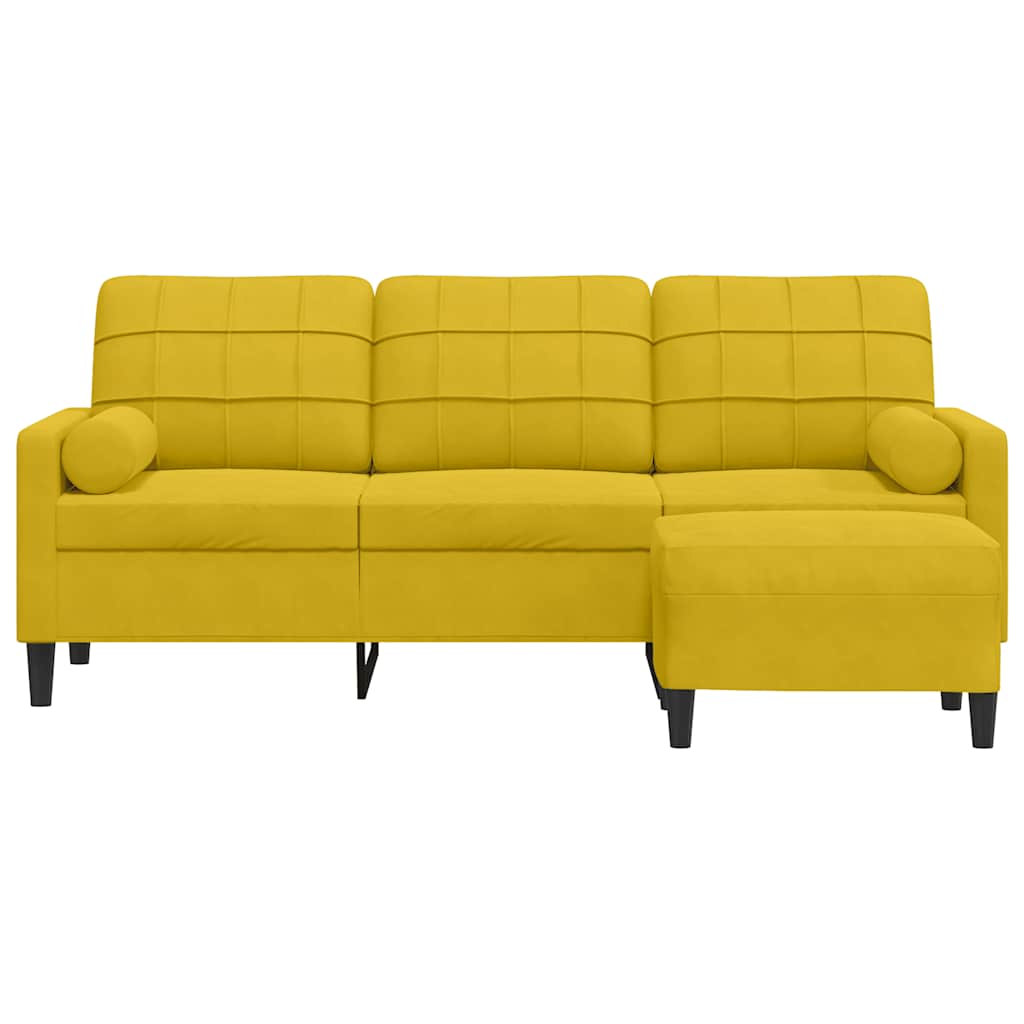 3-Sitzer-Sofa mit Hocker Gelb 180 cm Samt