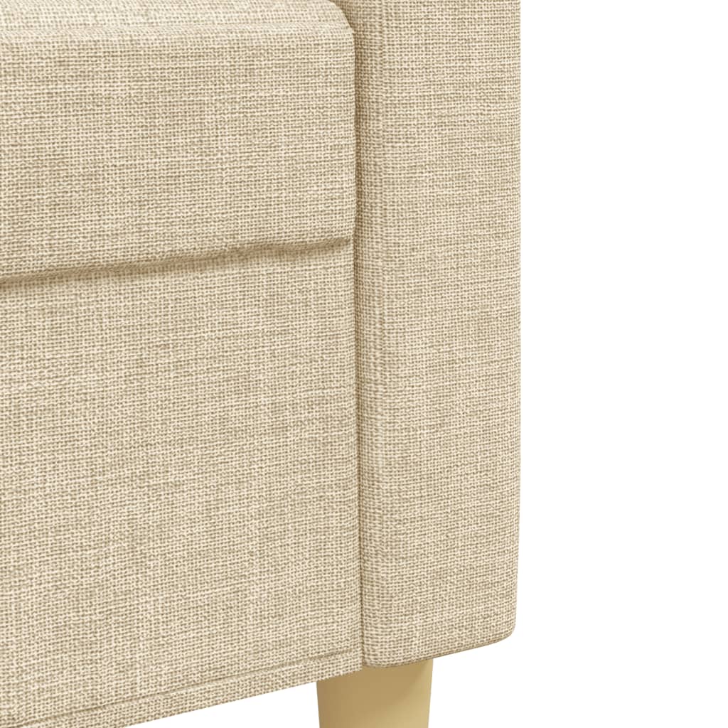 3-tlg. Sofagarnitur mit Fußhocker Creme Stoff
