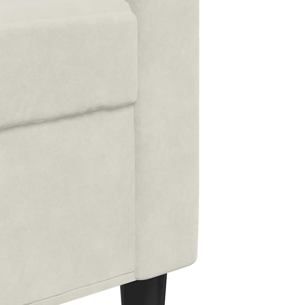 3-tlg. Sofagarnitur mit Kissen Creme Samt