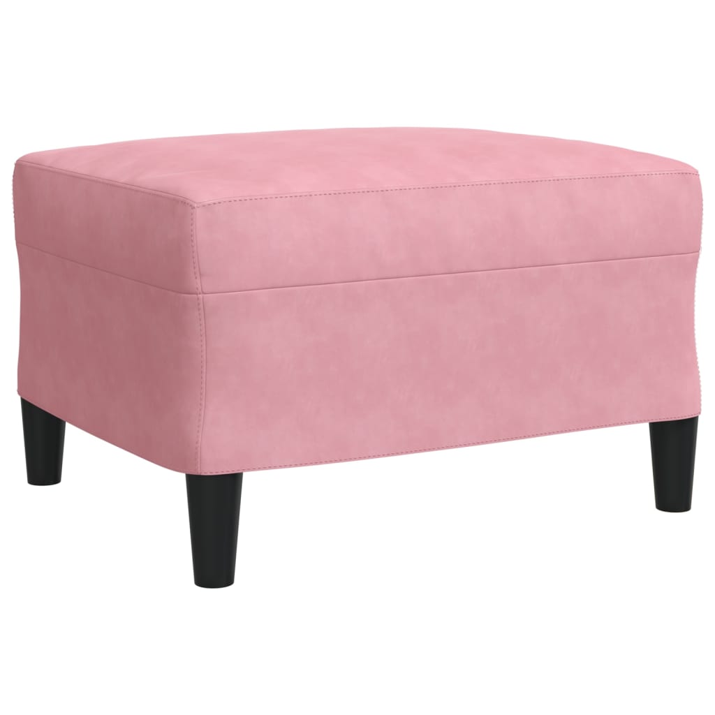 4-tlg. Sofagarnitur mit Kissen und Nackenrollen Rosa Samt
