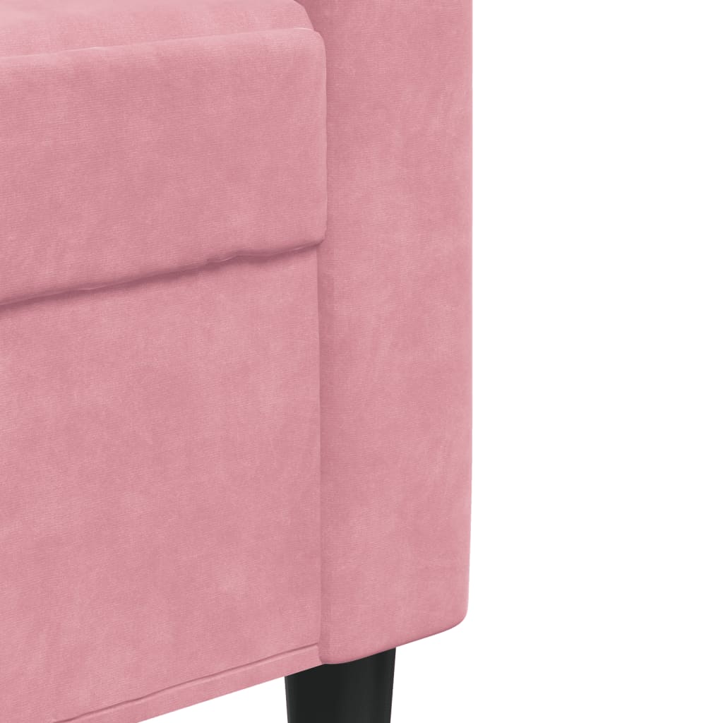 4-tlg. Sofagarnitur mit Kissen und Nackenrollen Rosa Samt