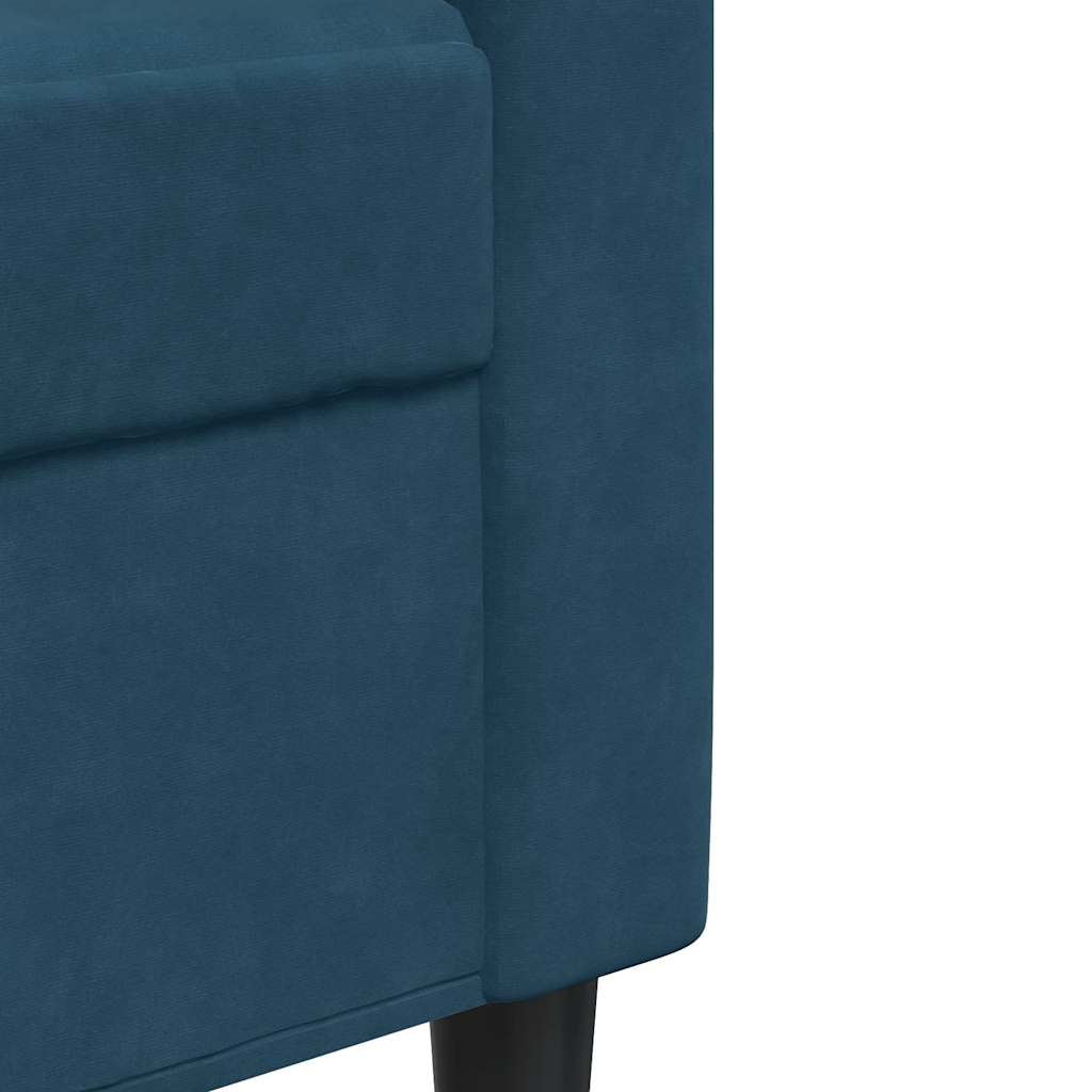 2-tlg. Sofagarnitur mit Kissen und Nackenrollen Blau Samt