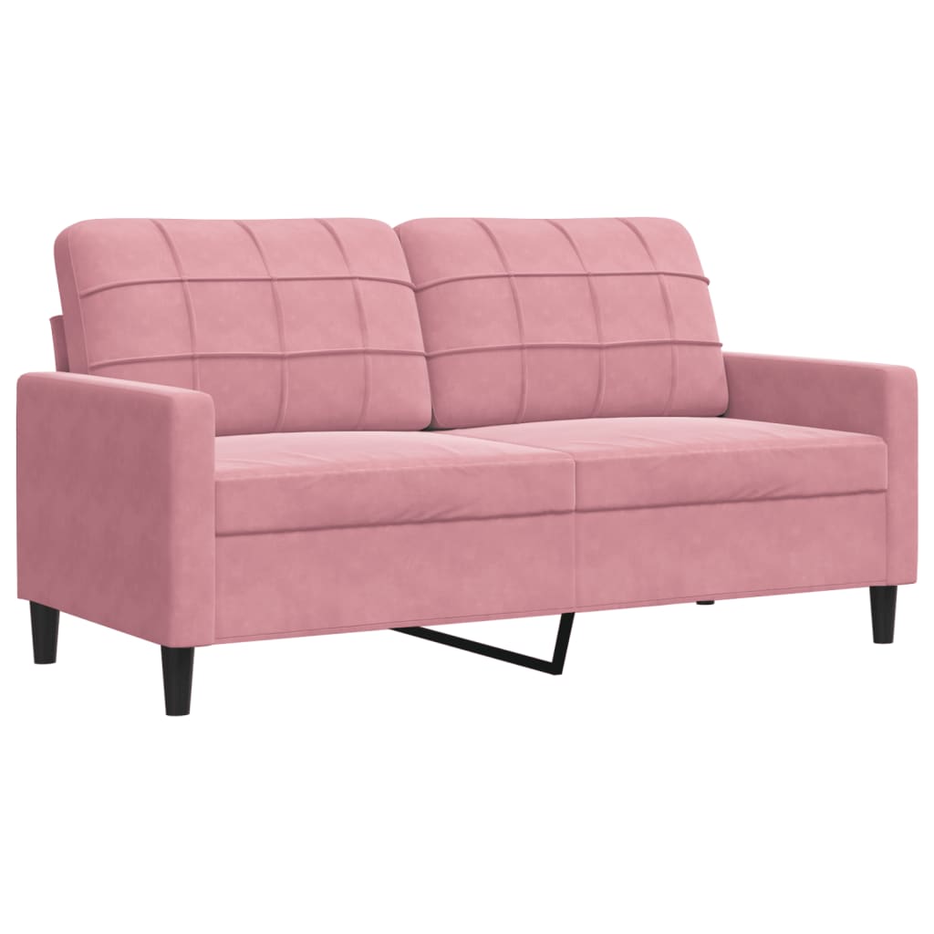 4-tlg. Sofagarnitur mit Kissen Rosa Samt