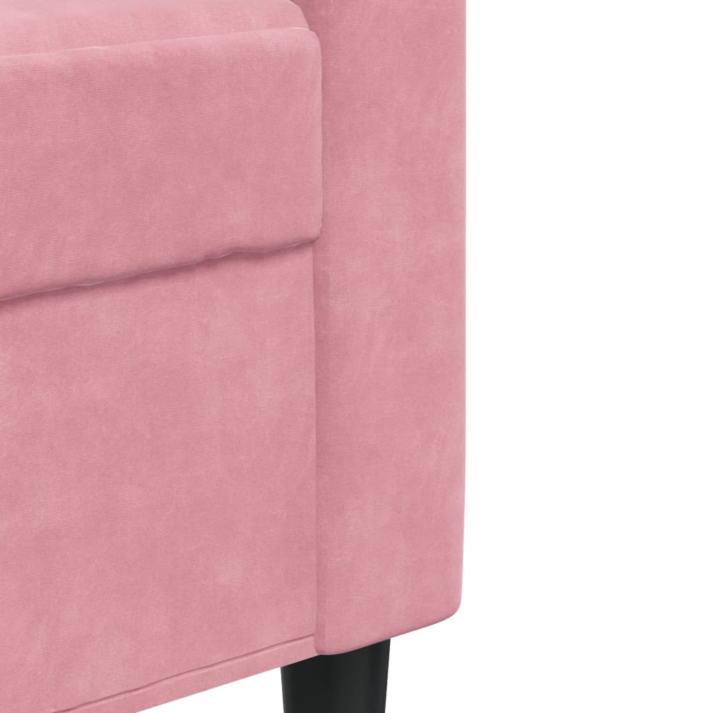 4-tlg. Sofagarnitur mit Kissen Rosa Samt