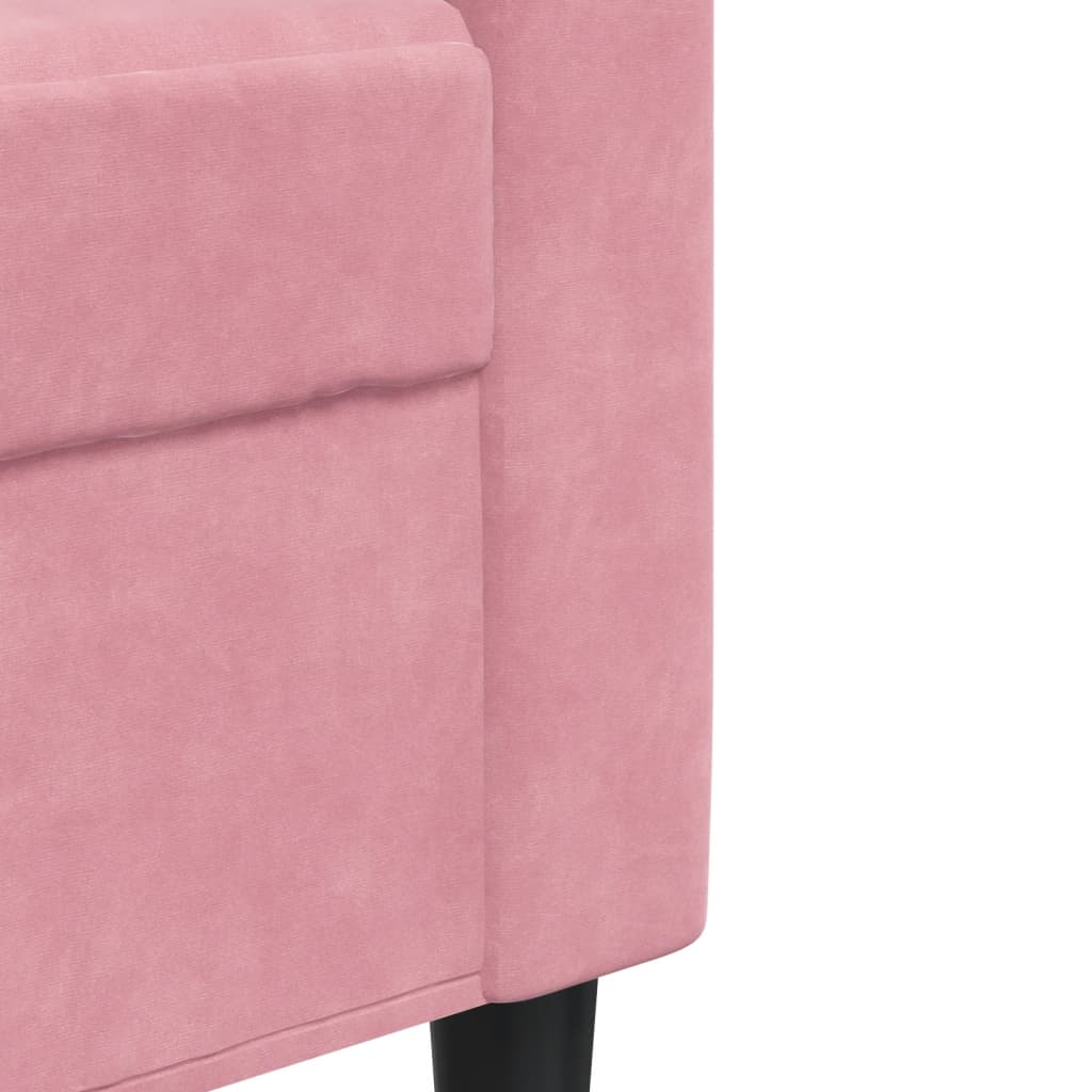 3-tlg. Sofagarnitur mit Kissen und Nackenrollen Rosa Samt