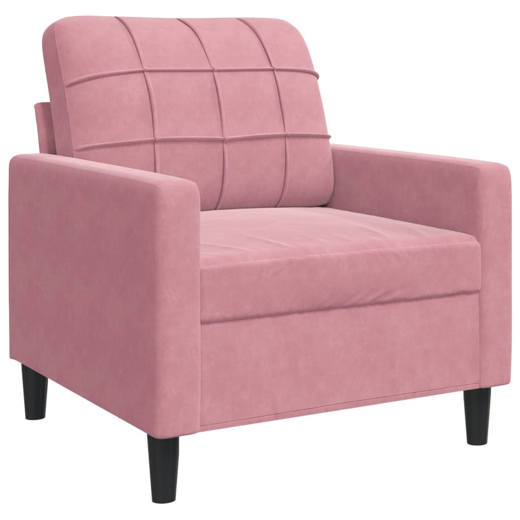 4-tlg. Sofagarnitur mit Kissen und Nackenrollen Rosa Samt