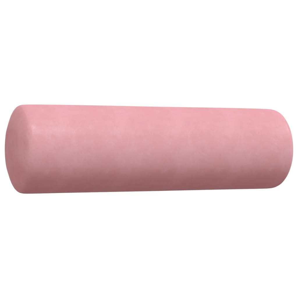 4-tlg. Sofagarnitur mit Kissen und Nackenrollen Rosa Samt