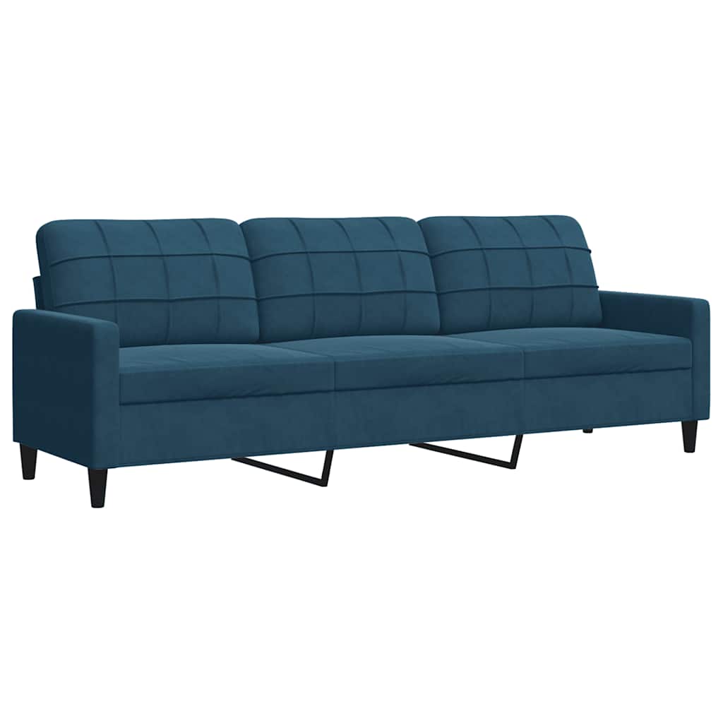 2-tlg. Sofagarnitur mit Kissen Blau Samt