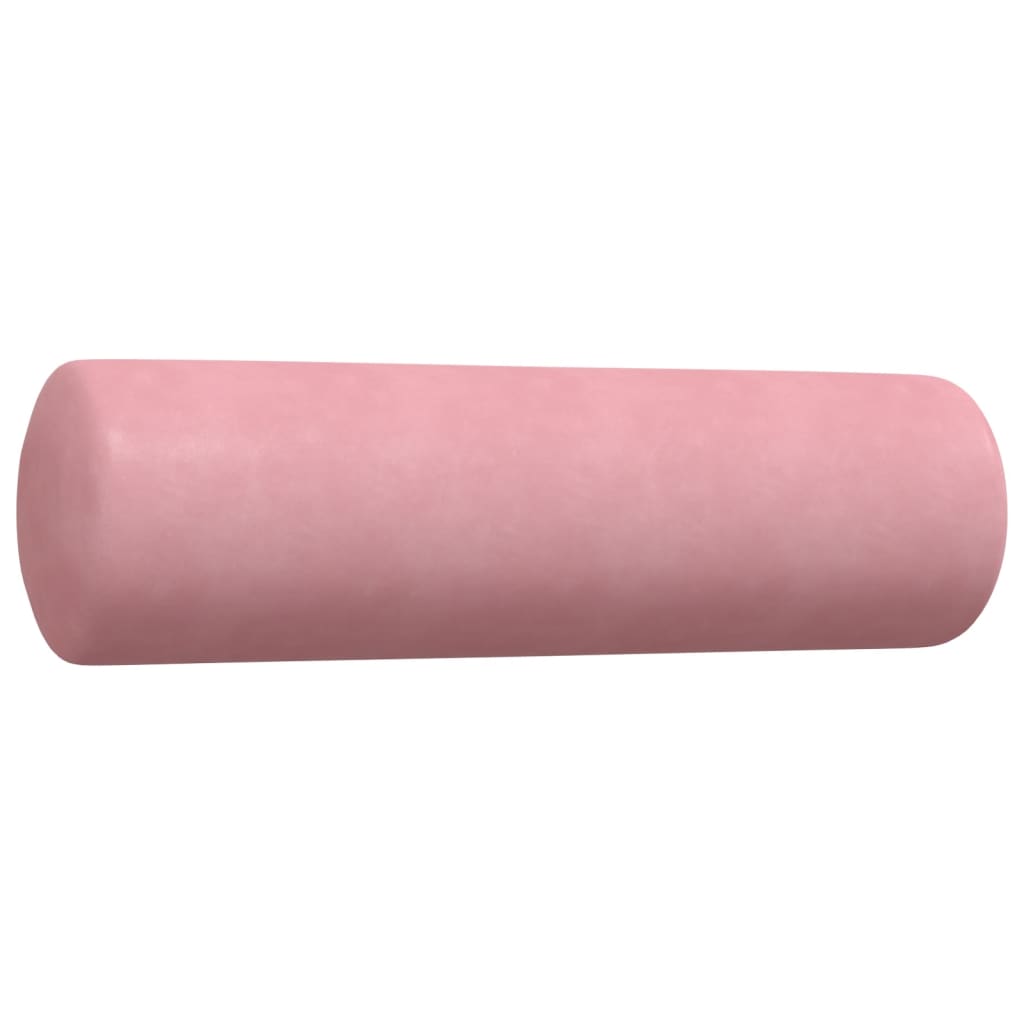 2-tlg. Sofagarnitur mit Kissen und Nackenrollen Rosa Samt