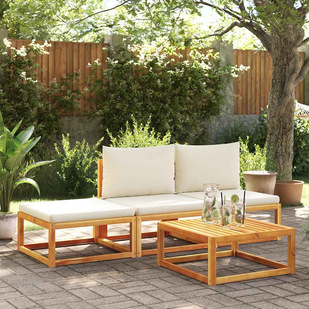 Gartensofa mit Kissen 2-Sitzer Holz Akazie & Seil