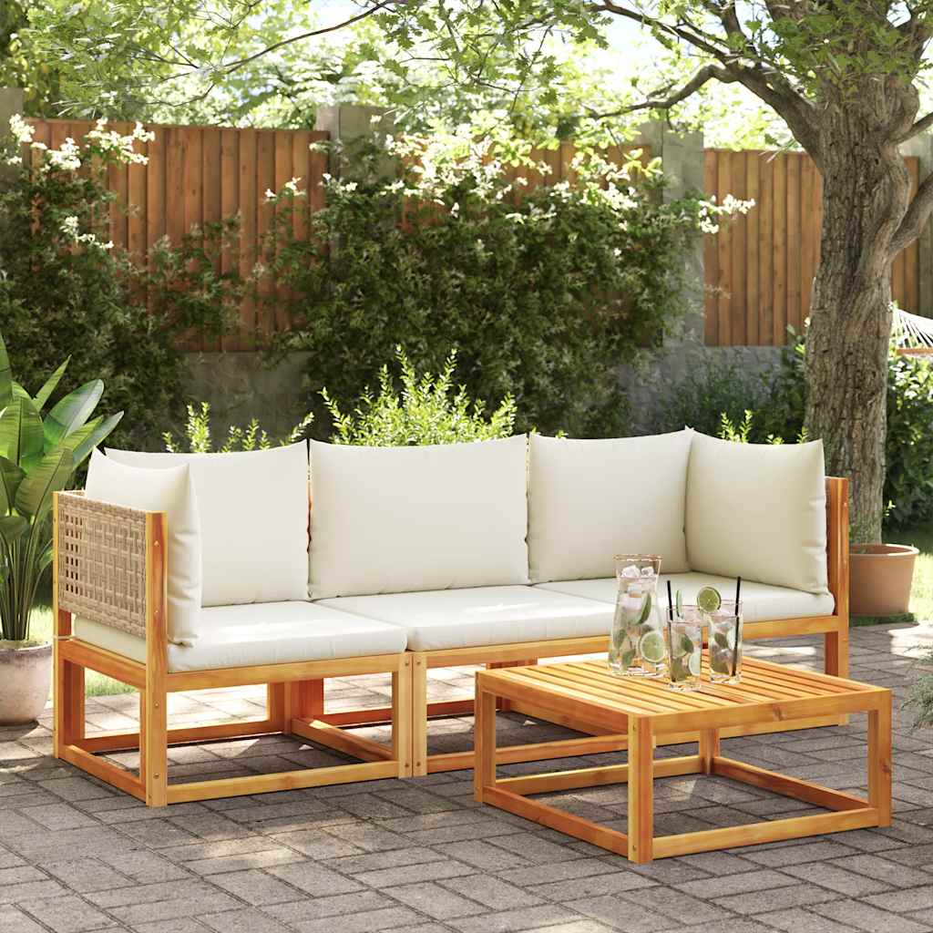 Gartensofa-Ecke mit Kissen Holz Akazie & Rattan