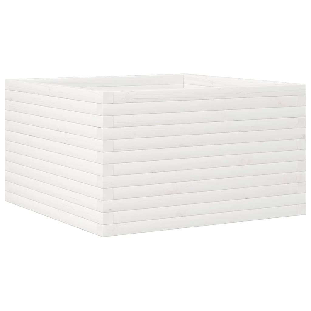 Pflanzkübel Weiß 80x80x45,5 cm Massivholz Kiefer
