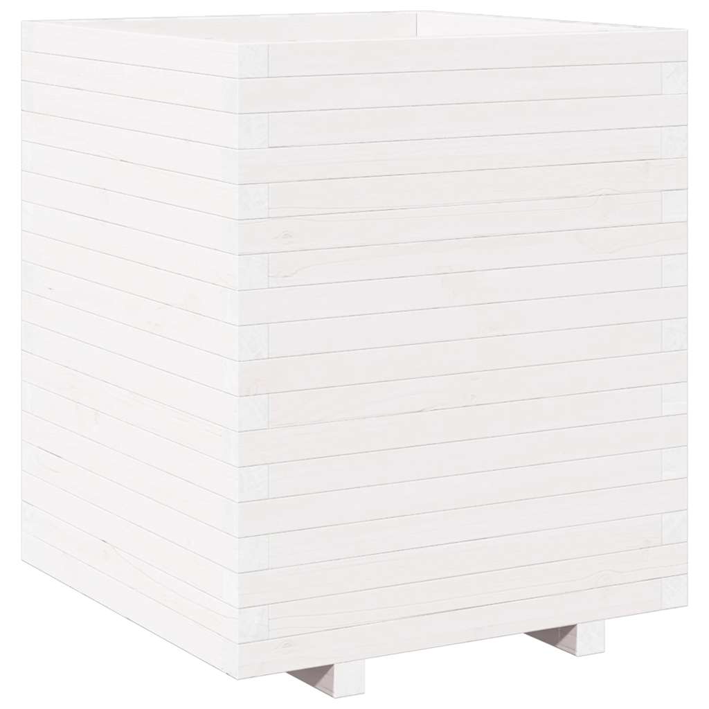 Pflanzkübel Weiß 60x60x72,5 cm Massivholz Kiefer