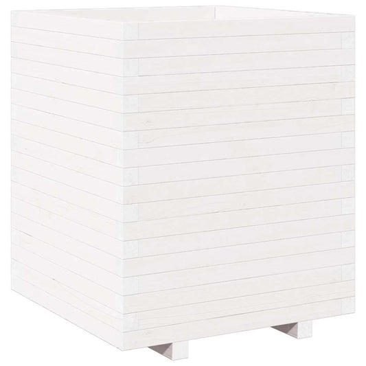 Pflanzkübel Weiß 60x60x72,5 cm Massivholz Kiefer