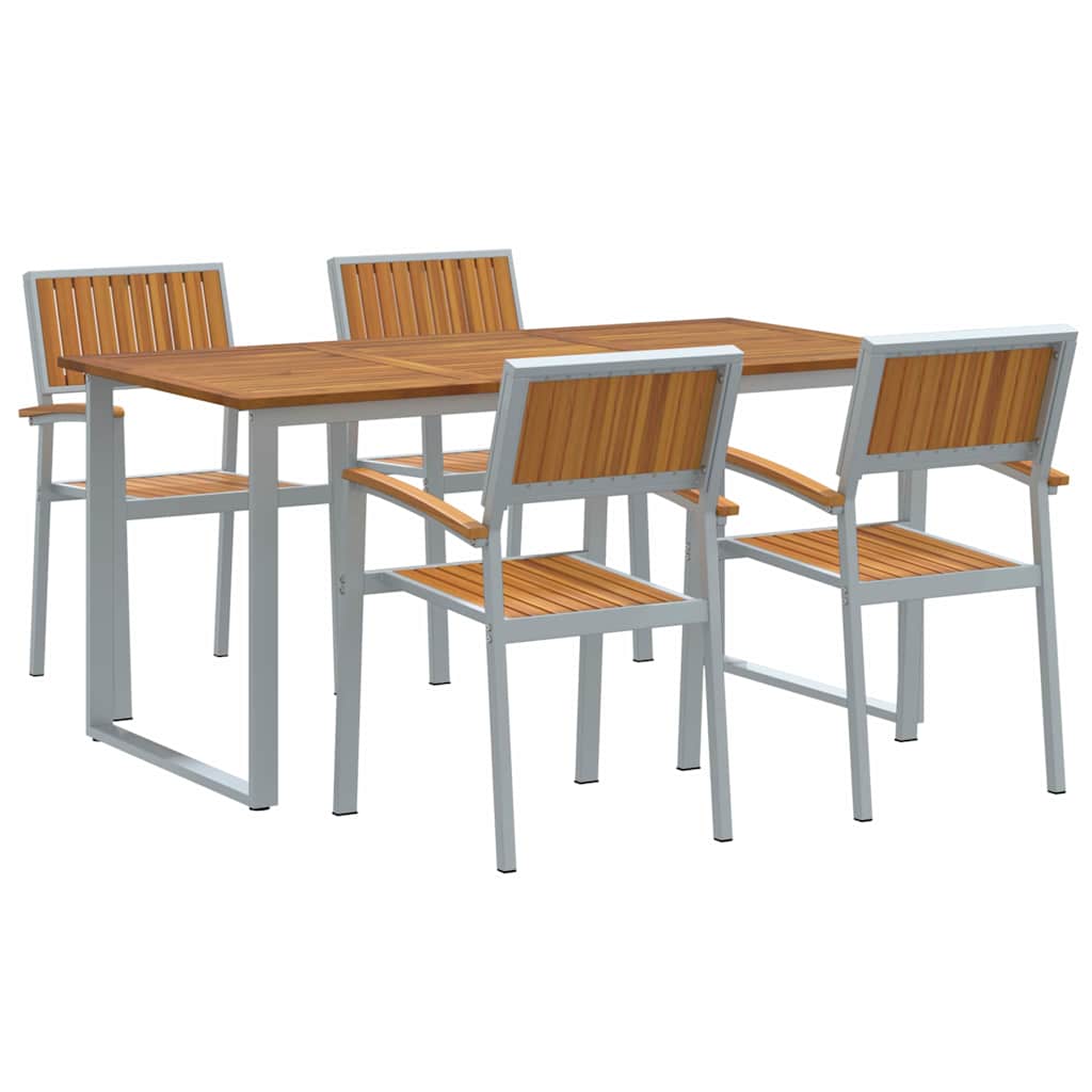 Garten Essgruppe 5 pcs Grau Massivholz Akazie