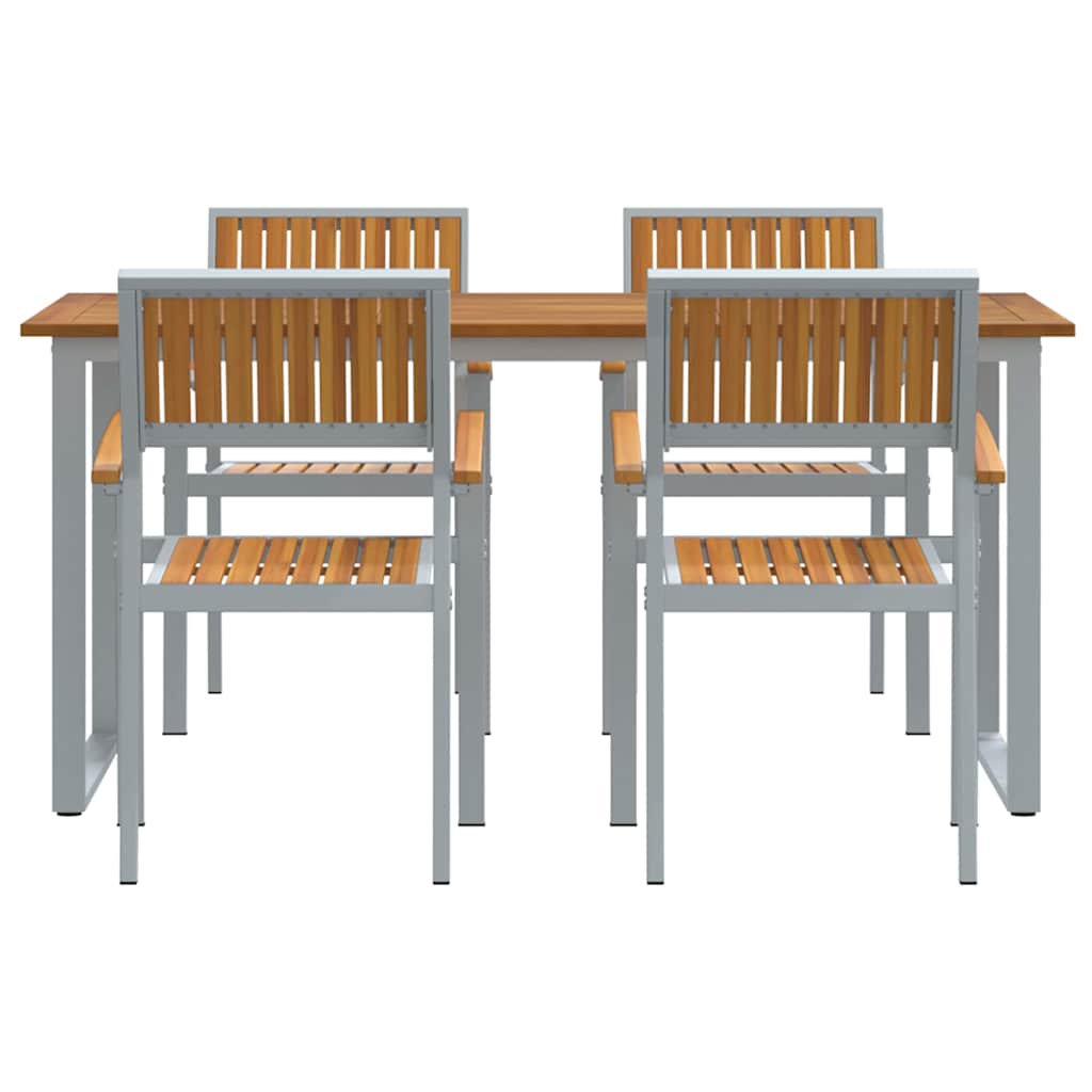 Garten Essgruppe 5 pcs Grau Massivholz Akazie