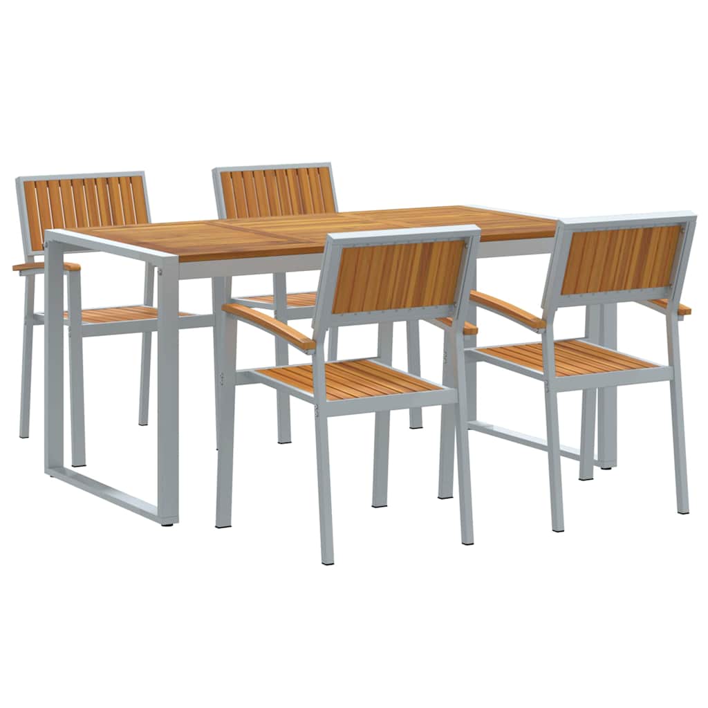 Garten Essgruppe 5 pcs Grau Massivholz Akazie
