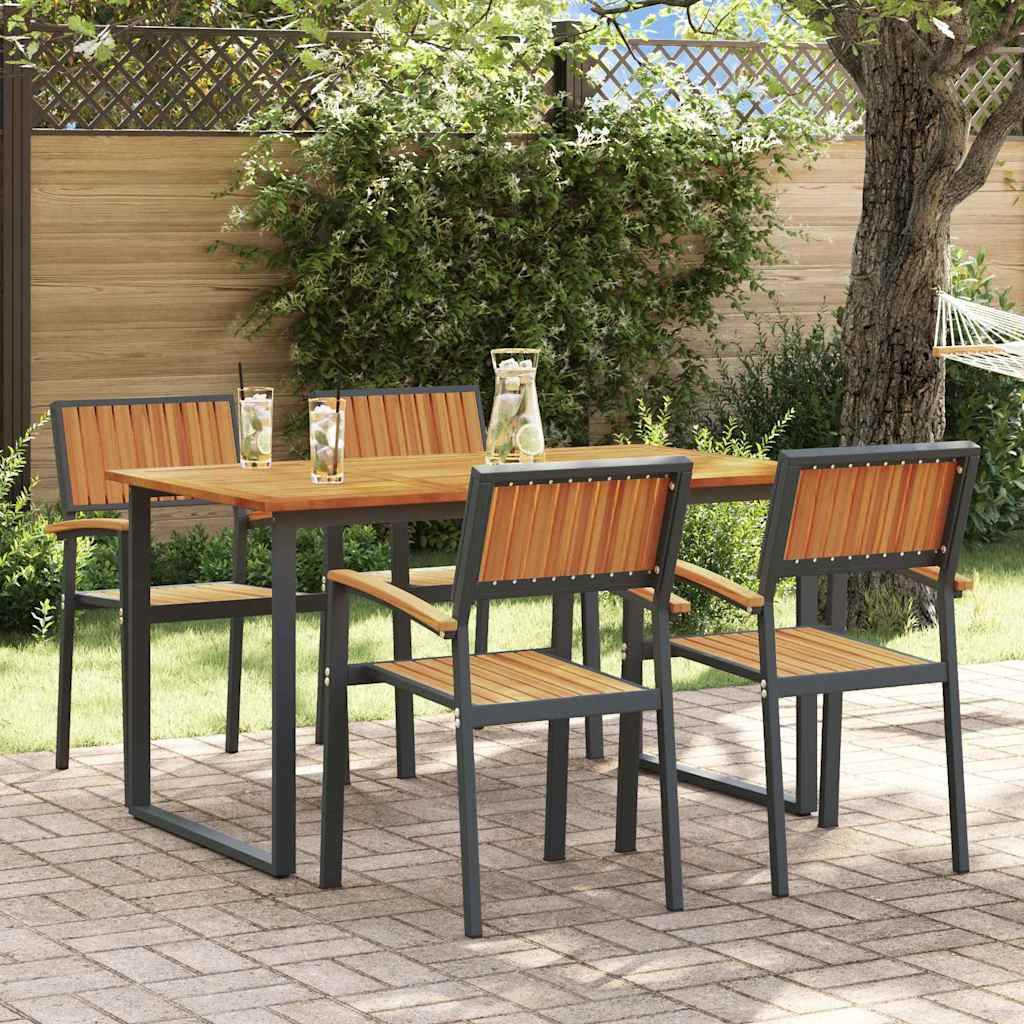 Garten Essgruppe 5 pcs Schwarz Massivholz Akazie