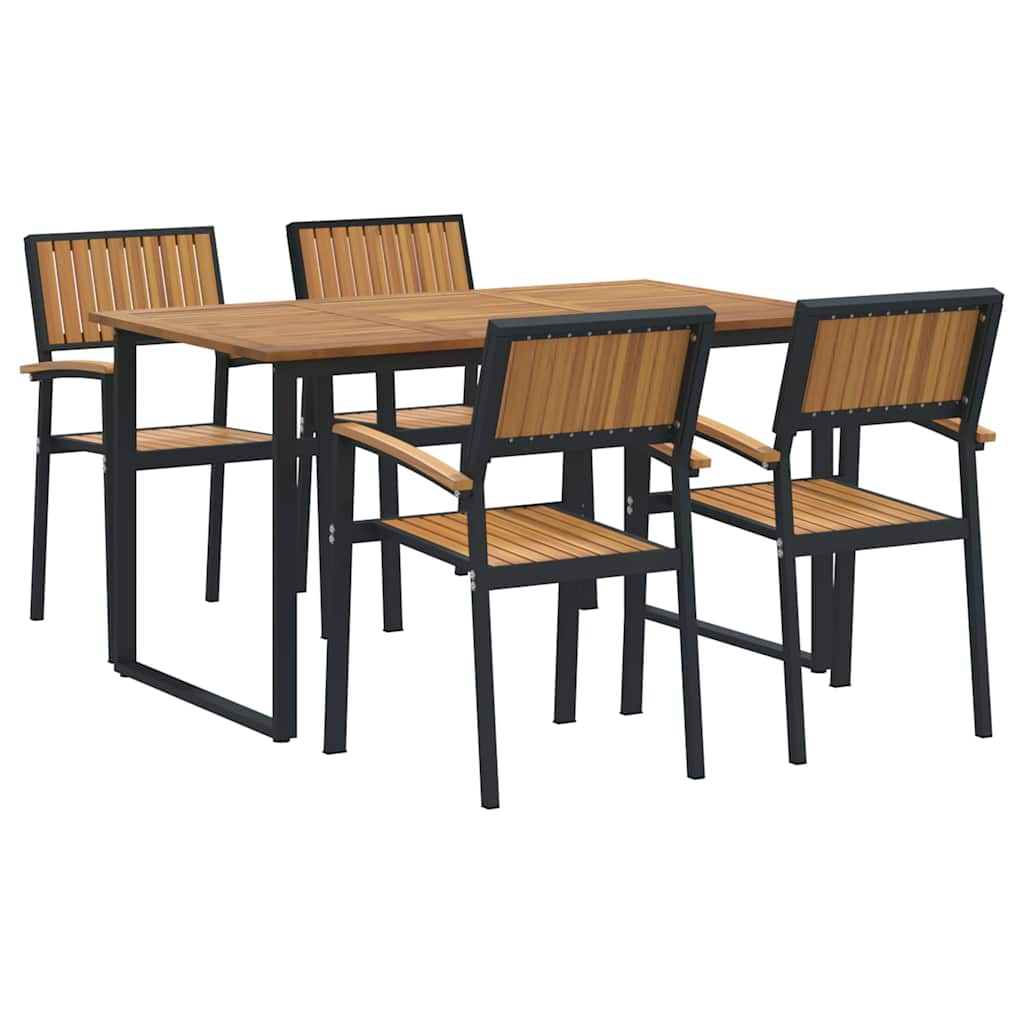 Garten Essgruppe 5 pcs Schwarz Massivholz Akazie