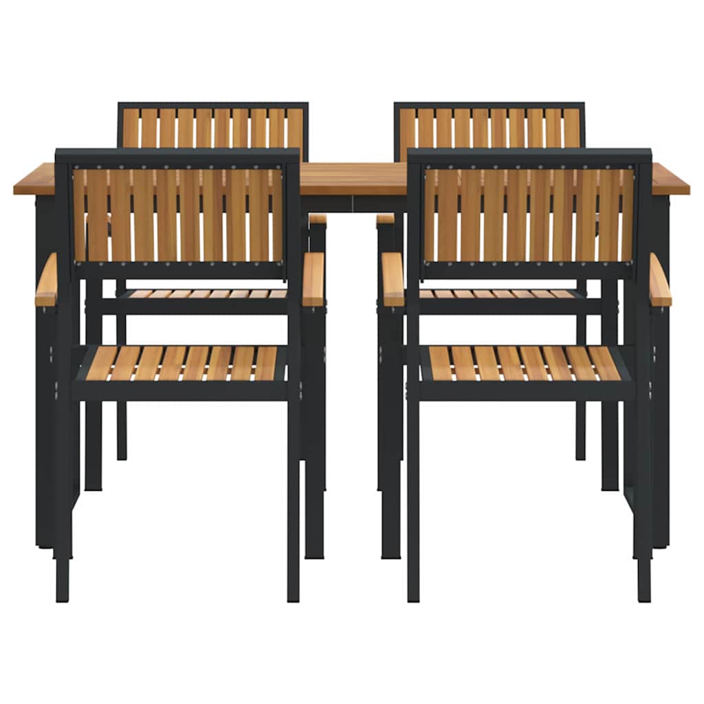 Garten Essgruppe 5 pcs Schwarz Massivholz Akazie