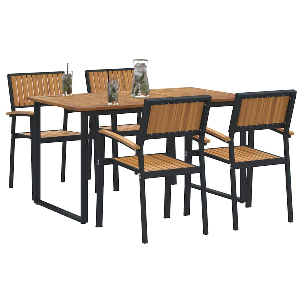 Garten Essgruppe 5 pcs Schwarz Massivholz Akazie