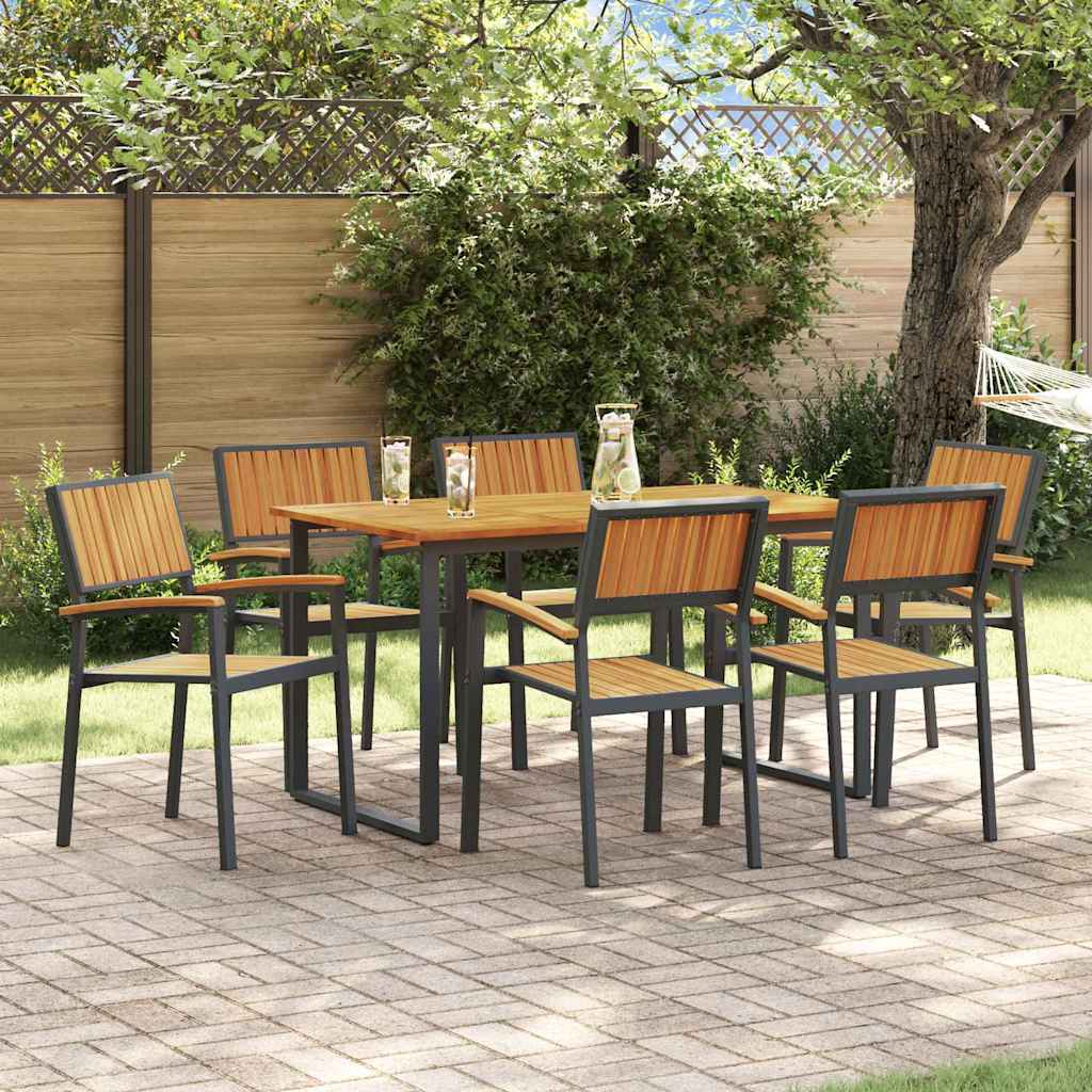 Garten Essgruppe 7 pcs Schwarz Massivholz Akazie