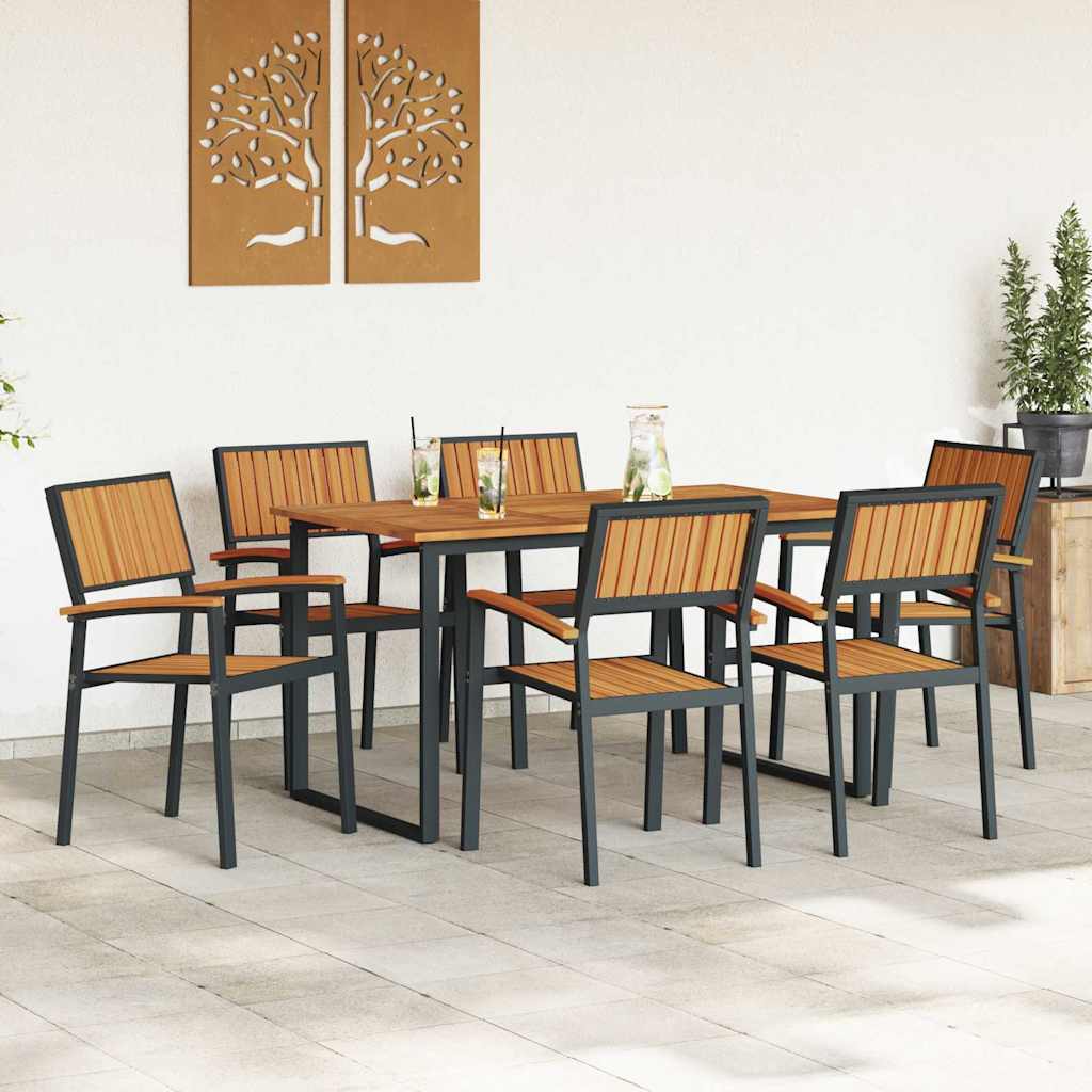 Garten Essgruppe 7 pcs Schwarz Massivholz Akazie