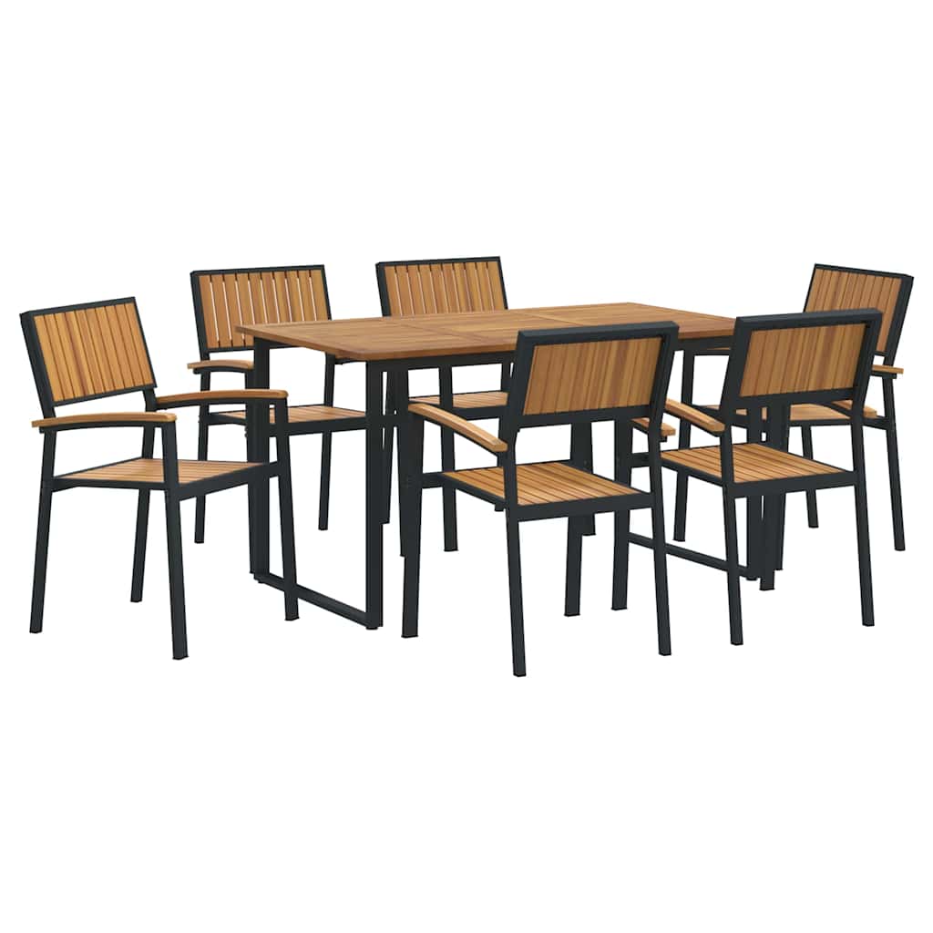 Garten Essgruppe 7 pcs Schwarz Massivholz Akazie