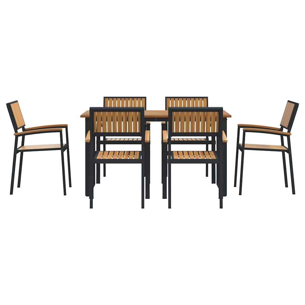Garten Essgruppe 7 pcs Schwarz Massivholz Akazie