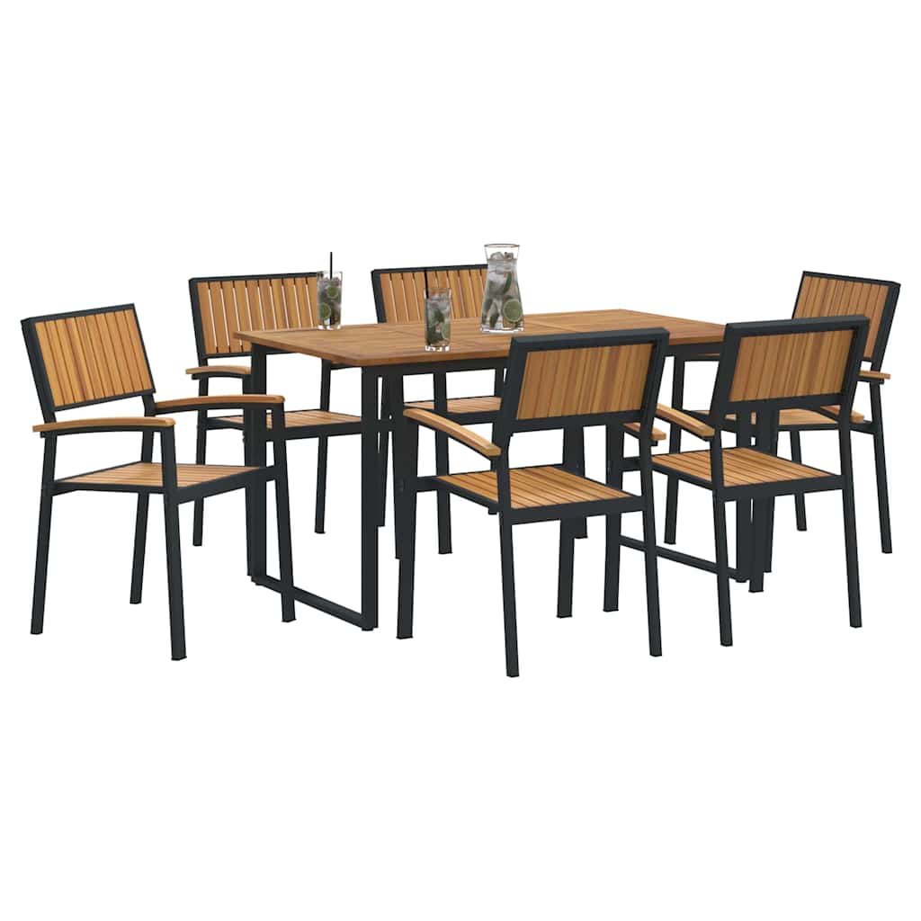 Garten Essgruppe 7 pcs Schwarz Massivholz Akazie
