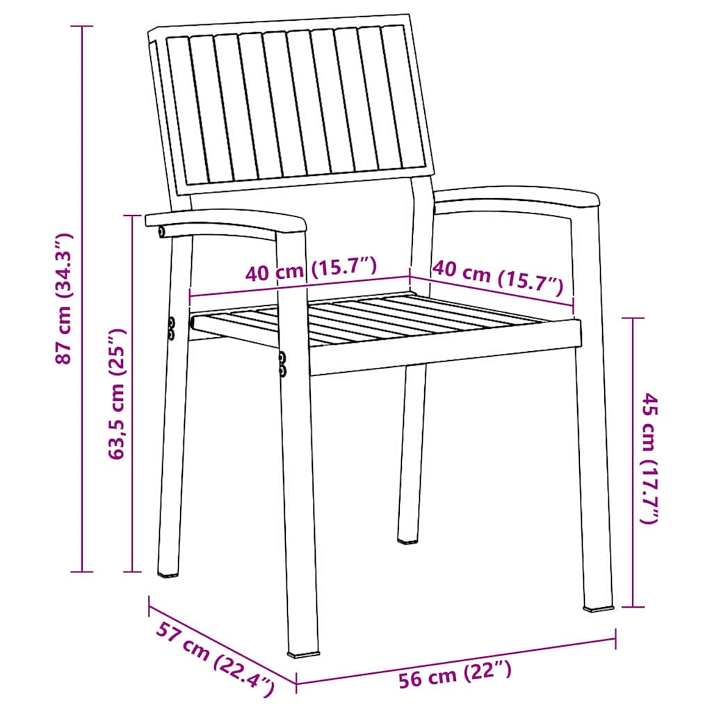 Garten Essgruppe 7 pcs Schwarz Massivholz Akazie