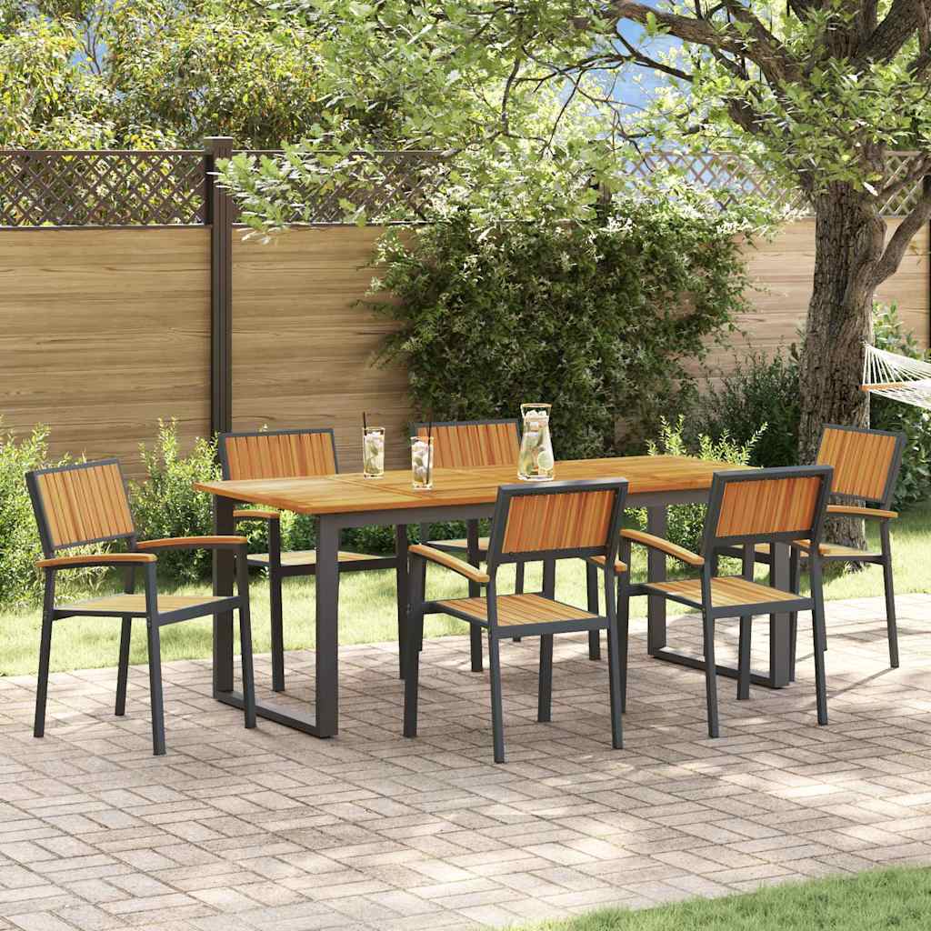 Garten Essgruppe 7 pcs Schwarz Massivholz Akazie