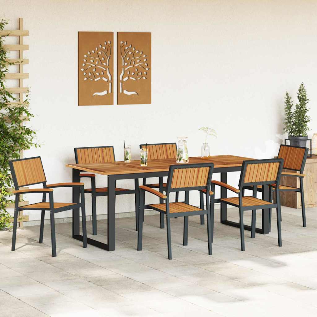 Garten Essgruppe 7 pcs Schwarz Massivholz Akazie
