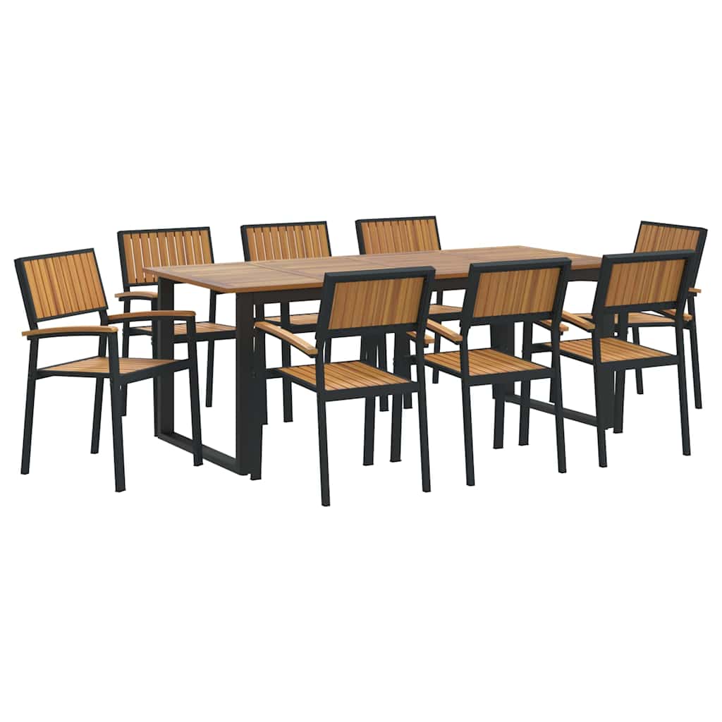 Garten Essgruppe 9 pcs Schwarz Massivholz Akazie