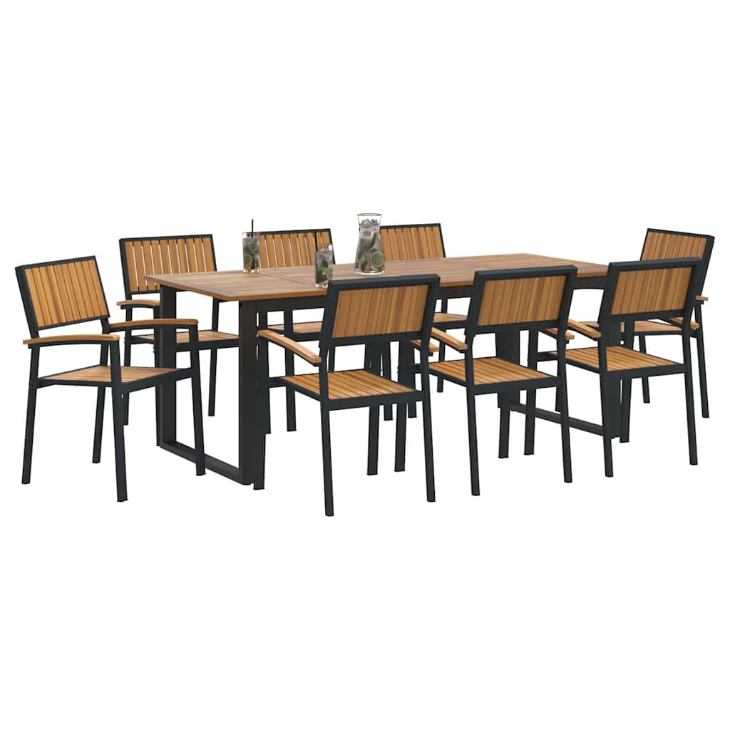 Garten Essgruppe 9 pcs Schwarz Massivholz Akazie