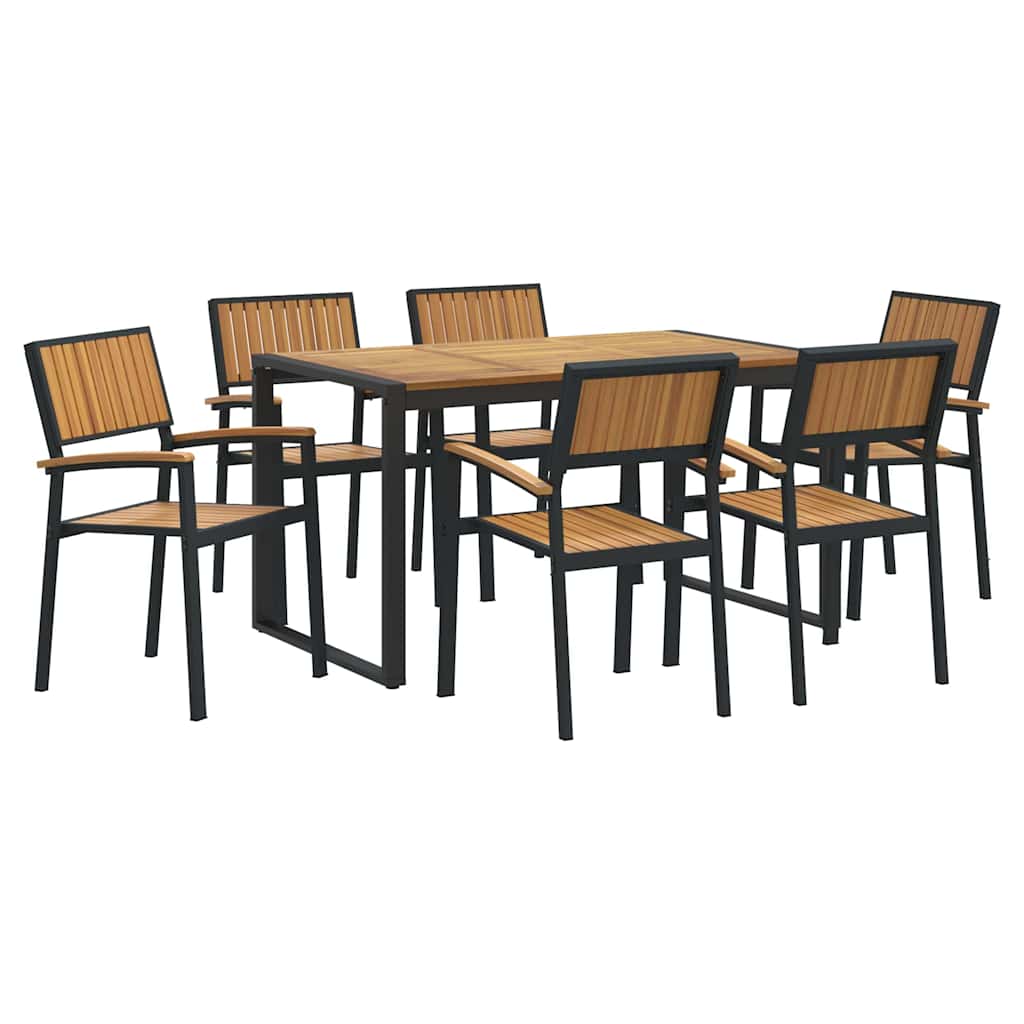 Garten Essgruppe 7 pcs Schwarz Massivholz Akazie