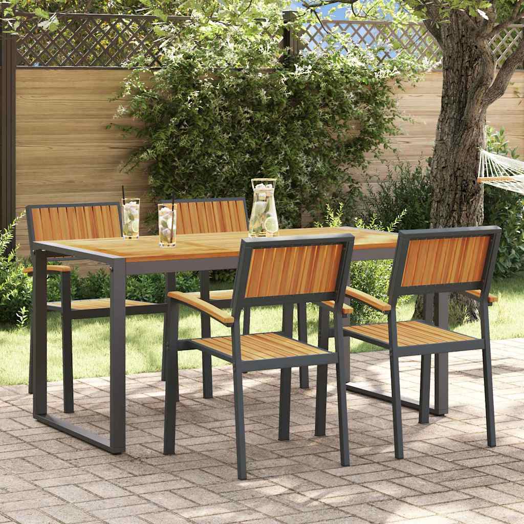 Garten Essgruppe 5 pcs Schwarz Massivholz Akazie