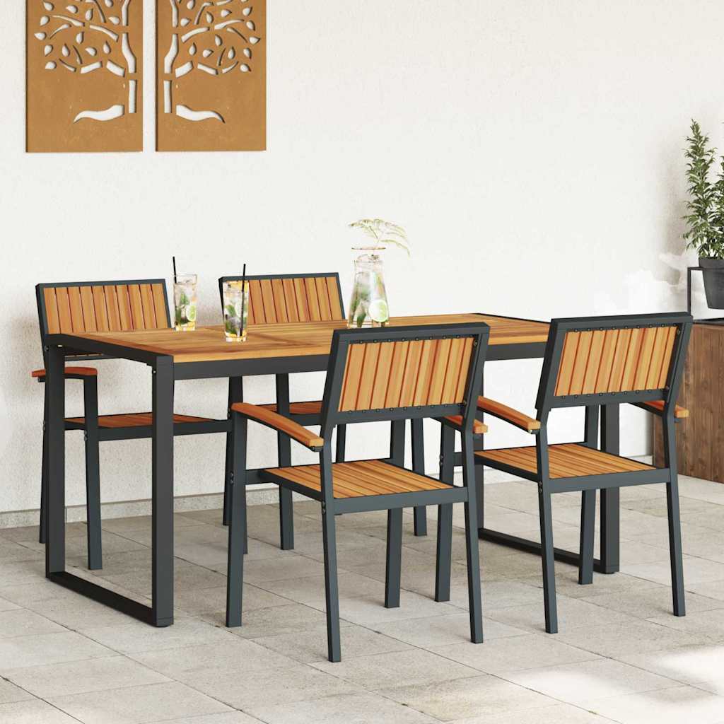 Garten Essgruppe 5 pcs Schwarz Massivholz Akazie
