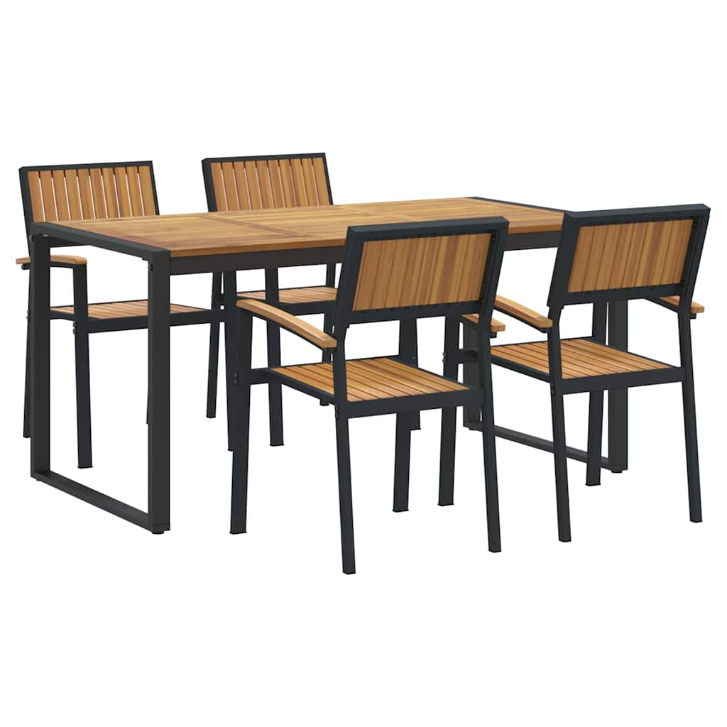 Garten Essgruppe 5 pcs Schwarz Massivholz Akazie