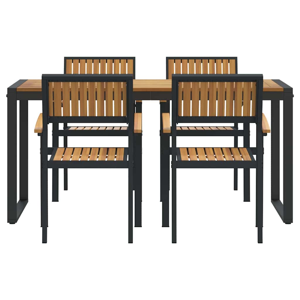 Garten Essgruppe 5 pcs Schwarz Massivholz Akazie