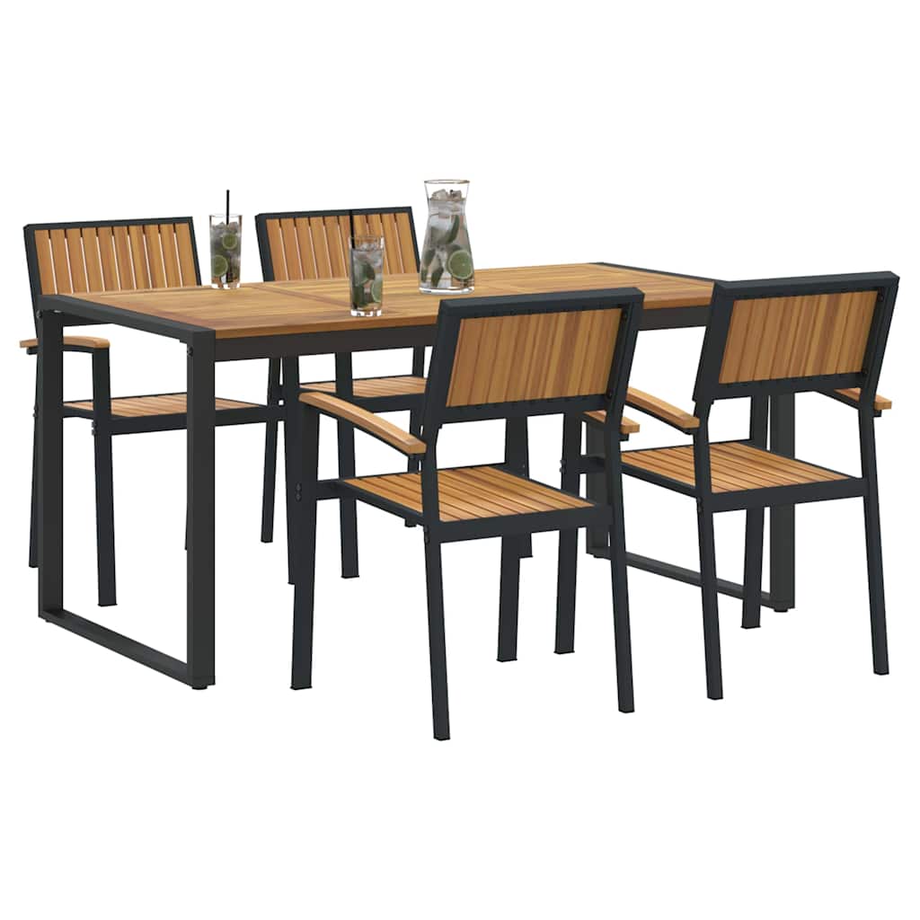Garten Essgruppe 5 pcs Schwarz Massivholz Akazie